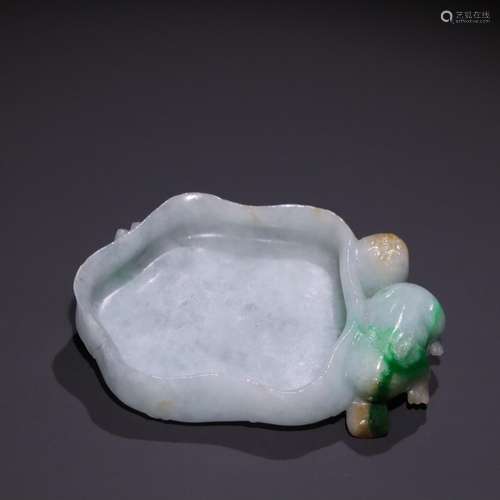 Jade carving pen lick frog lotus leafSpecification: high 1.6...