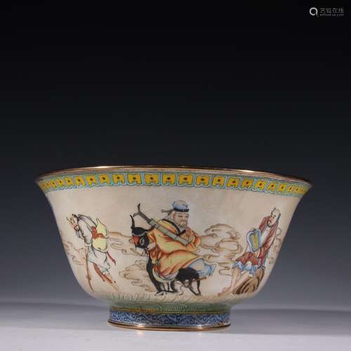 Copper painted enamel "figure" 8 x bowlSpecificati...