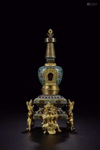 Treasure"" wire inlay enamel phase pattern pagodaS...