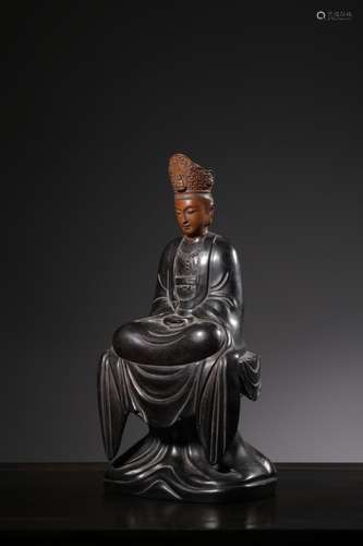 Lobular red sandalwood inlaid boxwood guanyin caveSize: 28.1...