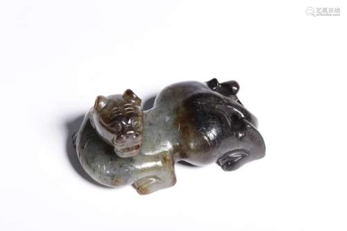 hetian jade therefore put a tiger51.2 grams, 5.6 CM long 3 C...