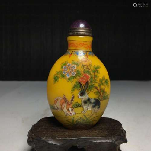 Chinese Old Beijing Glass Handmade Exquisite Snuff Bottle 23...