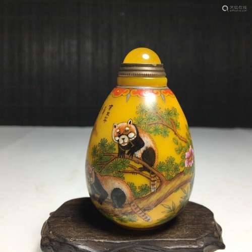 Chinese Old Beijing Glass Handmade Exquisite Snuff Bottle 33...