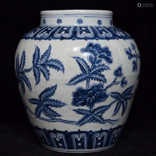 Blue and white flower pot 23.5 x22