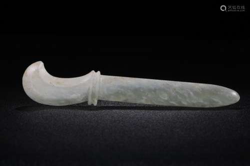 Previously, hetian jade jade sword19.8 cm long, 3.3 cm wide,...