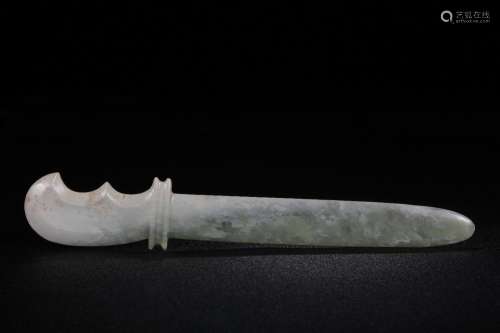 Previously, hetian jade jade sword24.3 cm long, 4 cm wide, 0...