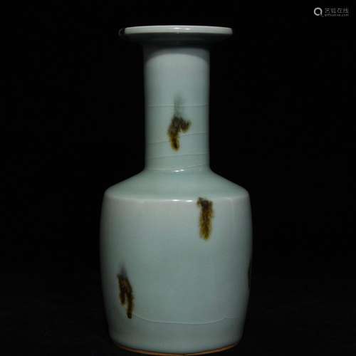 Longquan powder blue glaze stipple straight flask 23 x11