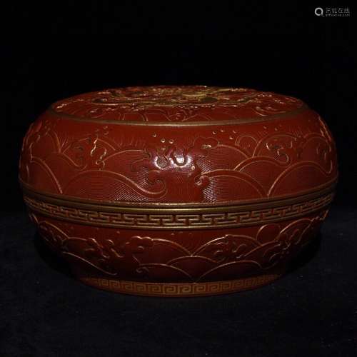 Paint the red gold sea dragon carving printing box, high 8 d...