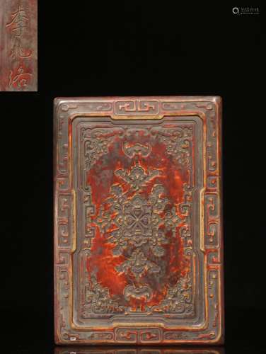 ."Li Zhaoluo" hand-made decorative carving cinnaba...