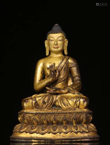 .Copper and gold Buddha had cave furnishing articlesSize: 22...