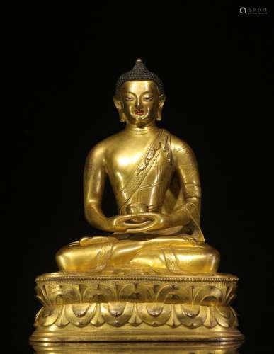 .Copper and gold Buddha had cave furnishing articlesSize: 24...