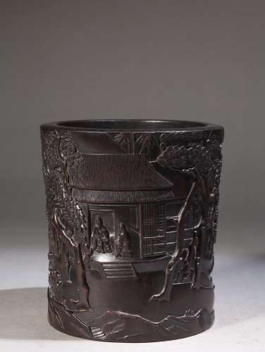 Brush pot, rosewood scenery scenery character storySpecifica...
