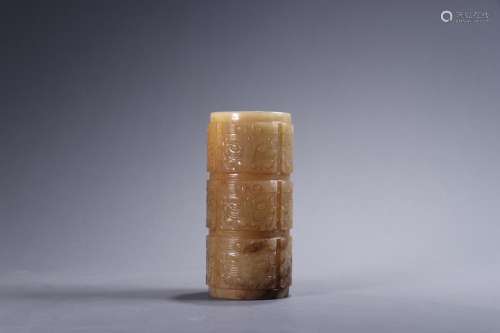 : hetian jade gluttonous grain jade congSize: 5.5 cm in diam...