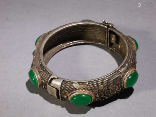 , silver inlaid bats treasure grain braceletsSpecification: ...