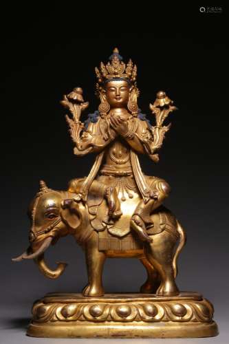 , copper samantabhadra bodhisattva's statue34.5 cm high,...