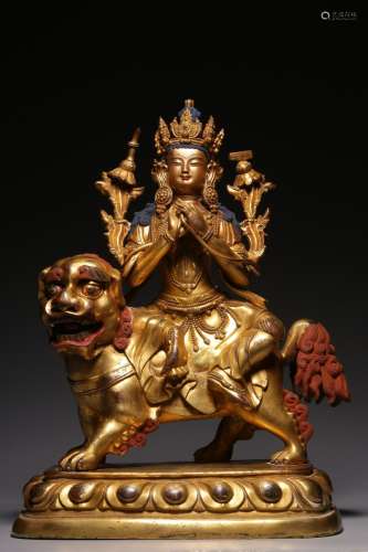 , copper manjusri bodhisattva's statue30.5 cm high, 21.6...