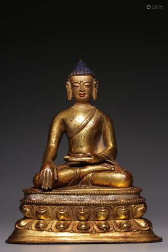 You, copper and gold Buddha statue17 cm high, 14.3 cm long, ...