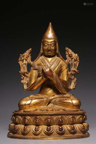 , copper tsongkhapa cave20 cm tall, 14 cm long and 10 cm wid...