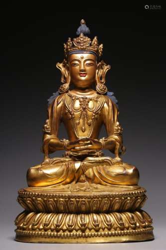 , copper amida Buddha statue23 cm high, 13.7 cm long, 9.1 cm...