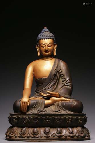 Copper, illuminated shakyamuni Buddha statueHigh 28.5 cm, 20...