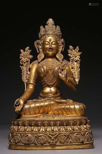 , copper white tara's statue21 cm high, 13.5 cm long, 9....