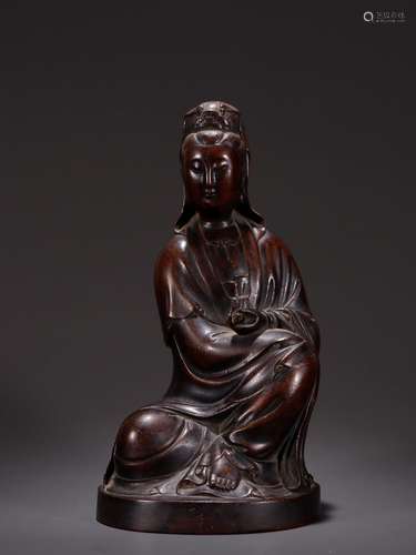 Old cupreous embryo guanyin statuesSpecification: 23.5 width...