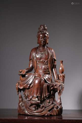 Boxwood carving guanyin caveSize: 45.5 cm high, 25.2 cm long...