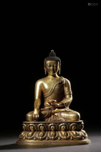 copper and gold medicine guru BuddhaSize: 19.8 cm high, 15.4...