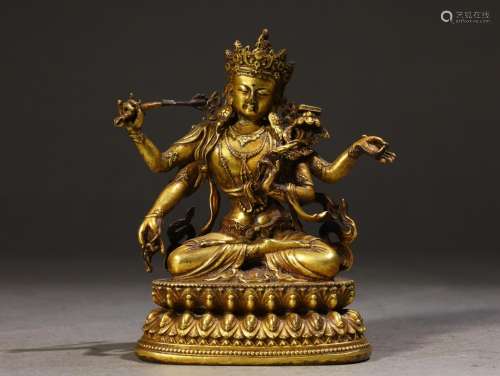 , copper manjusri bodhisattva's statueSpecification: lon...