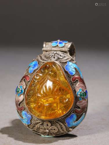 Mana burn, YinLeiSi embedded amber fu to the heart pendantSp...