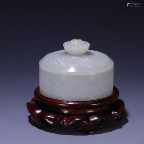 : hetian jade seed makings meander cover boxSize: 5.5 cm hig...