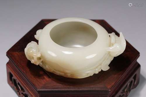 "Four water: hetian jade, ducks bit lotus branchLength:...