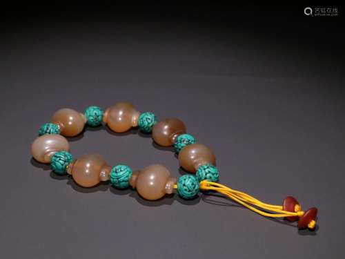 old agate lantern shape hand string.Specification: bead diam...