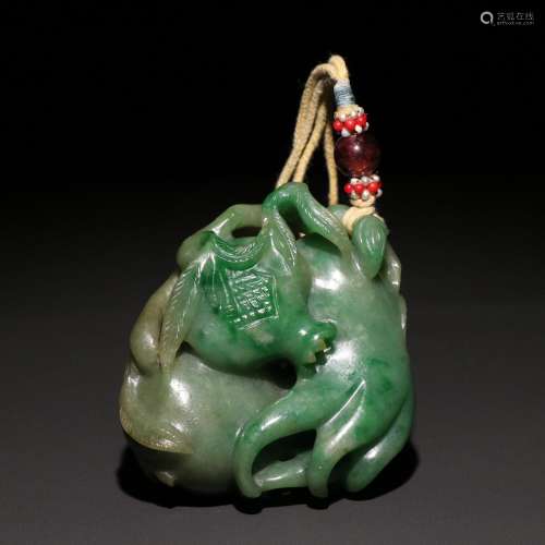 The jade carving "sanduo" a play.Specification: 6....