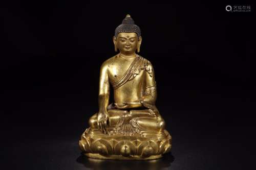 copper gilding, shakyamuni Buddha statue22 cm long 14 cm wid...