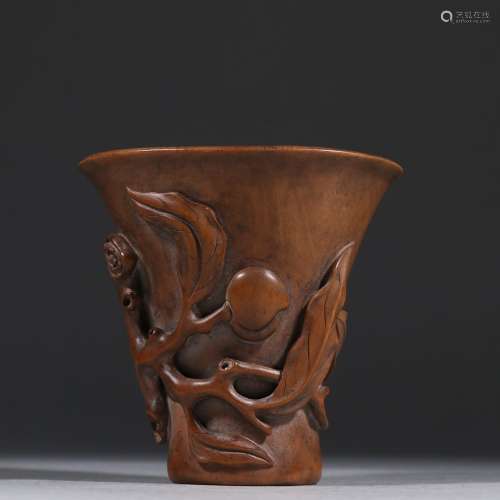 Boxwood carving late peach grain Angle of cup.Specification:...