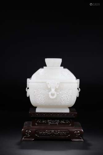 And hetian jade engraved look around grass cover furnaceSize...