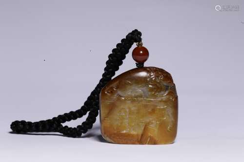 Hetian jade seed expects the mythical wild animal a paperwei...