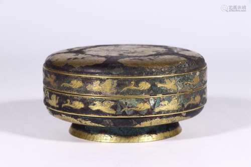 Box silver and gold and grainSize 13.2 cm in diameter 6.5 cm...