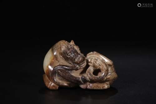 ancient jade dragon horse furnishing articlesSize 6.3 cm wid...