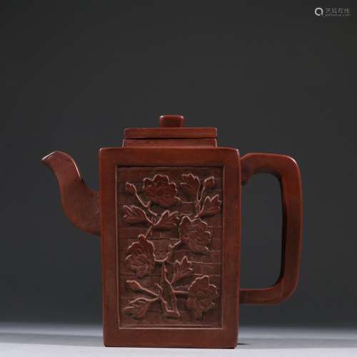 Friends with violet arenaceous pattern square teapot.Specifi...