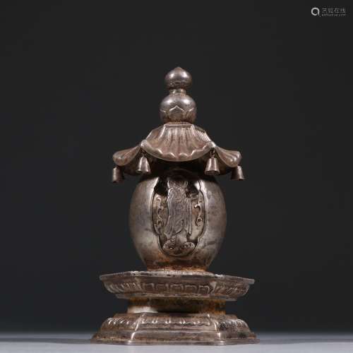 Buddhism silver stupas.Specification: high 15.5 cm wide and ...