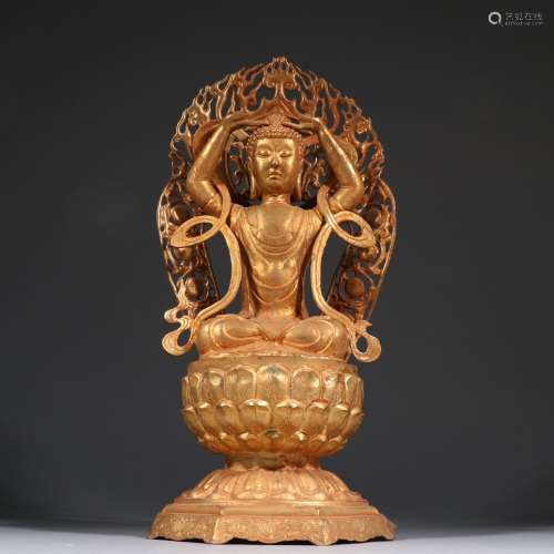 Copper and gold guanyin cave.Specification: high 40 cm wide ...