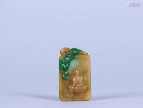 Yellow and green old cui, Buddha cardSpecification: high 5.4...