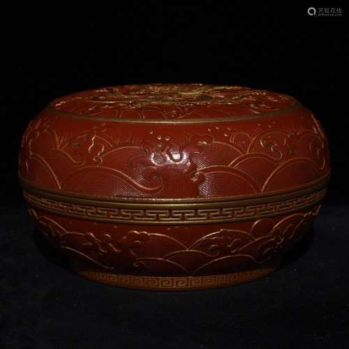 Paint the red gold sea dragon carving printing box, high 8 d...