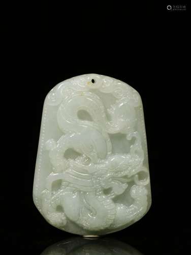 . Manual sculpture dragon jade pendantSize: 4.7 cm long, 3.5...