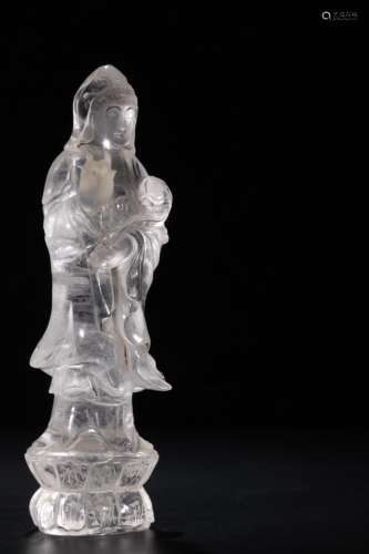 : white crystal ruyi guanyin stand like a statueSize: 18 cm ...