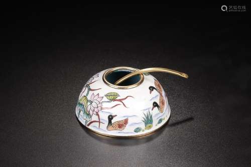 "" copper foetus enamel lotus pond yang grain wate...