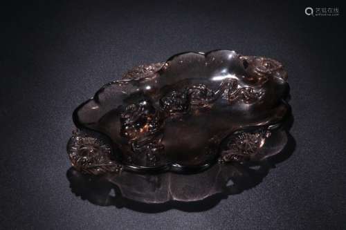 The crystal, ruyi grain lickingSize 2.2 cm high 19.5 cm wide...