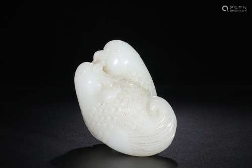 A hetian jade, red bird press of the handSize 8.3 cm wide an...